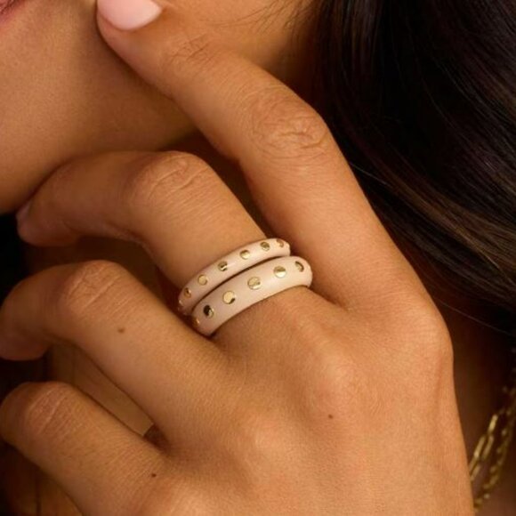 CLEARANCE Gorjana Gold Asher Ring Set - Stone - Picture 1 of 4